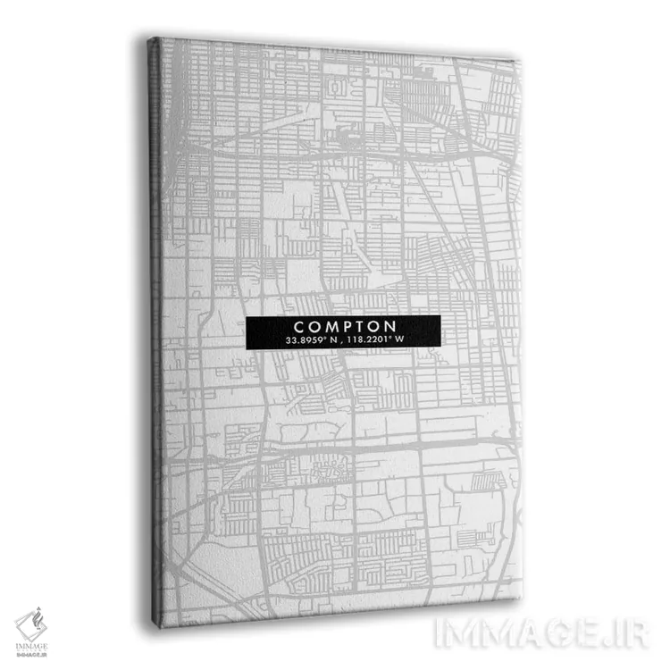 تابلو دکوراتیو California, City Map Minimal Style,نقشه ساده کامپتون، کا… اثر وال دکور ادیکت - نمای پرسپکتیو محصول