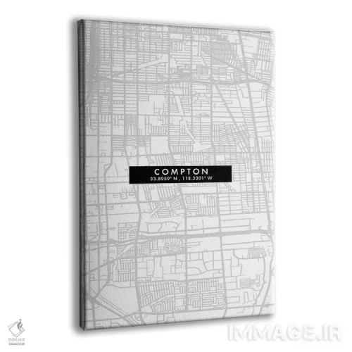 تابلو دکوراتیو California, City Map Minimal Style,نقشه ساده کامپتون، کا… اثر وال دکور ادیکت - نمای پرسپکتیو محصول