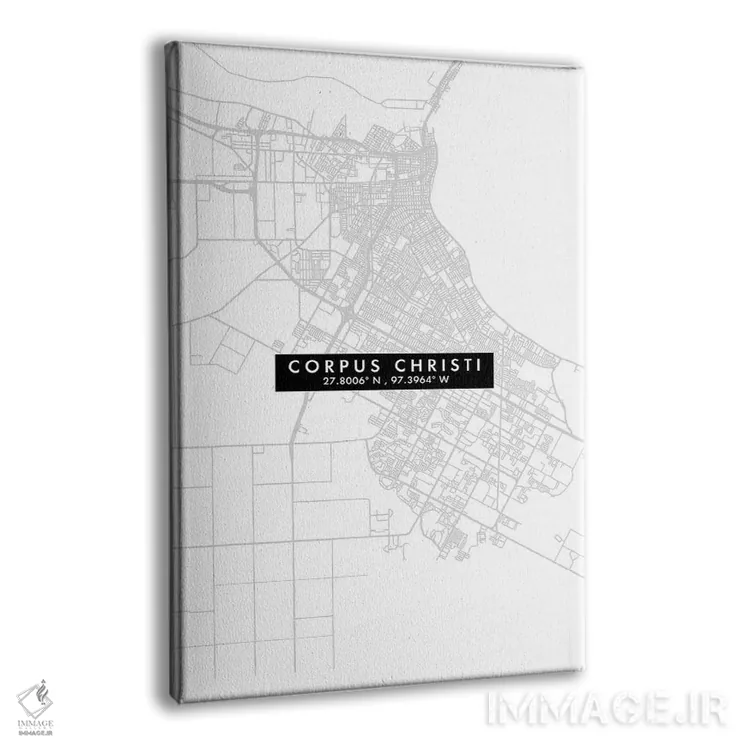 تابلو دکوراتیو Texas, City Map Minimal Style,نقشه ساده کورپس کریستی، تگ… اثر وال دکور ادیکت - نمای پرسپکتیو محصول