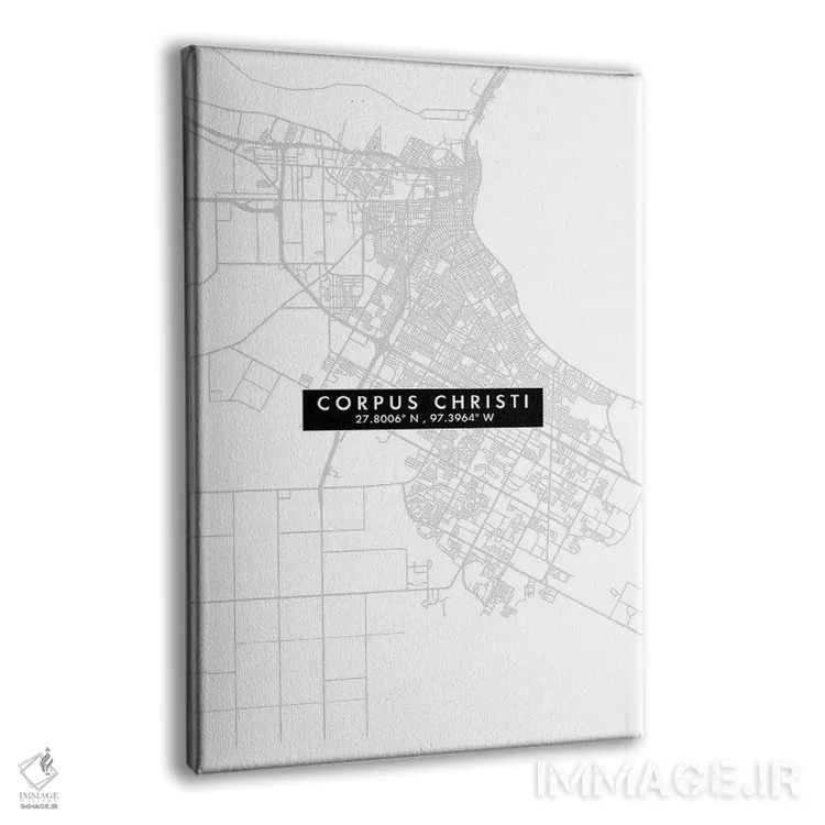 تابلو دکوراتیو Texas, City Map Minimal Style,نقشه ساده کورپس کریستی، تگ… اثر وال دکور ادیکت - نمای پرسپکتیو محصول