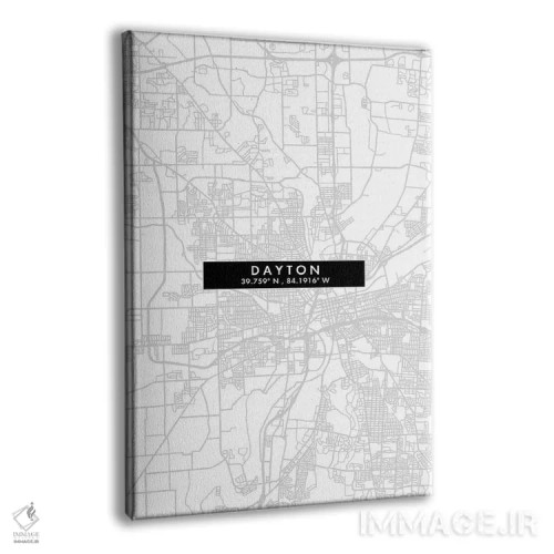 تابلو دکوراتیو Ohio, City Map Minimal Style,نقشه ساده دیتون، اوهایو اثر وال دکور ادیکت - نمای پرسپکتیو محصول