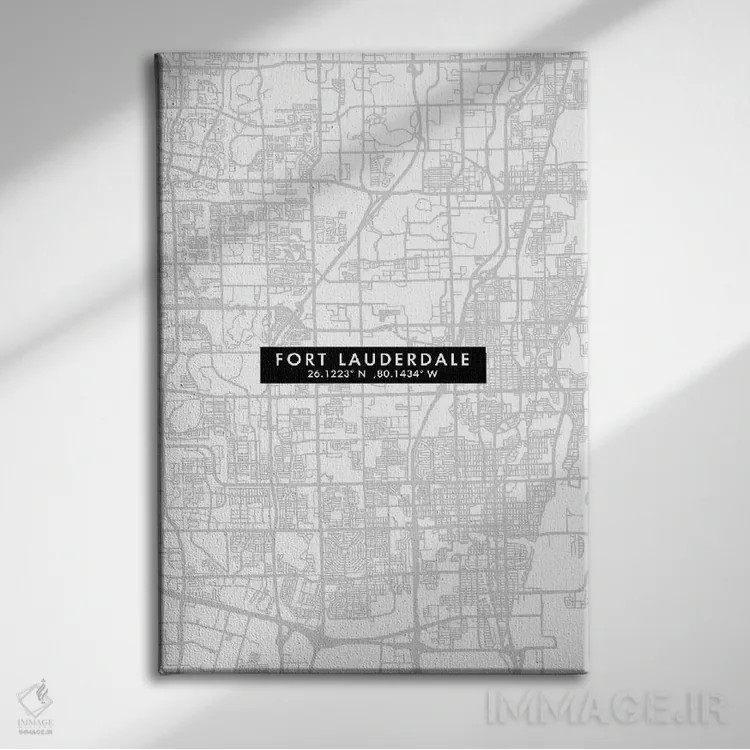 تابلو دکوراتیو Florida, City Map Minimal Style,نقشه مینیمال شهر فورت لا… اثر وال دکور ادیکت - نمای روبهرو روی دیوار