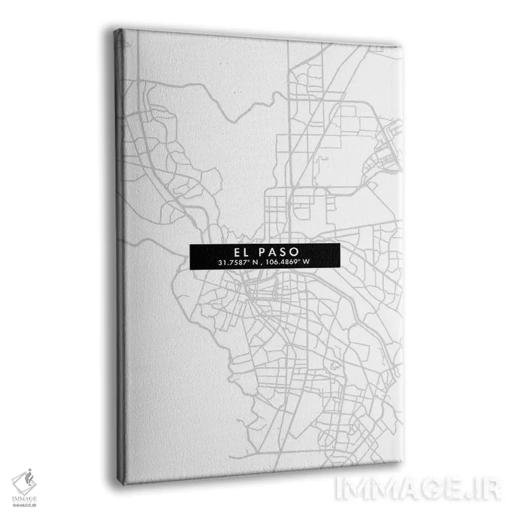 تابلو دکوراتیو Texas, City Map Minimal Style,نقشه مینیمال شهر ال پاسو… اثر وال دکور ادیکت - نمای پرسپکتیو محصول