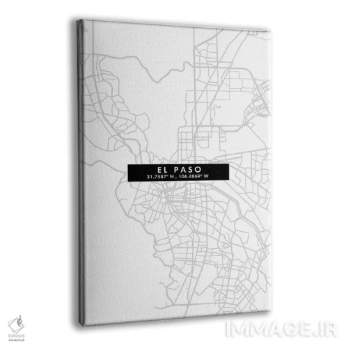 تابلو دکوراتیو Texas, City Map Minimal Style,نقشه مینیمال شهر ال پاسو… اثر وال دکور ادیکت - نمای پرسپکتیو محصول