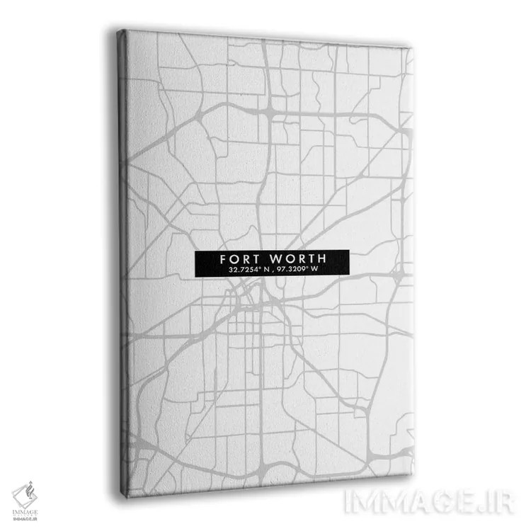 تابلو دکوراتیو Texas, City Map Minimal Style,نقشه مینیمال شهر فورت ورث… اثر وال دکور ادیکت - نمای پرسپکتیو محصول
