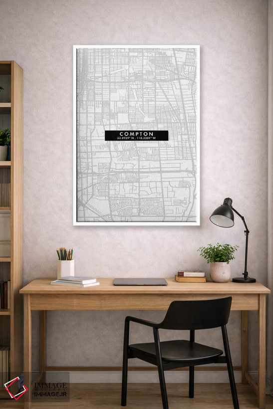 تابلو دکوراتیو California, City Map Minimal Style,نقشه ساده کامپتون، کا… اثر وال دکور ادیکت - D1W