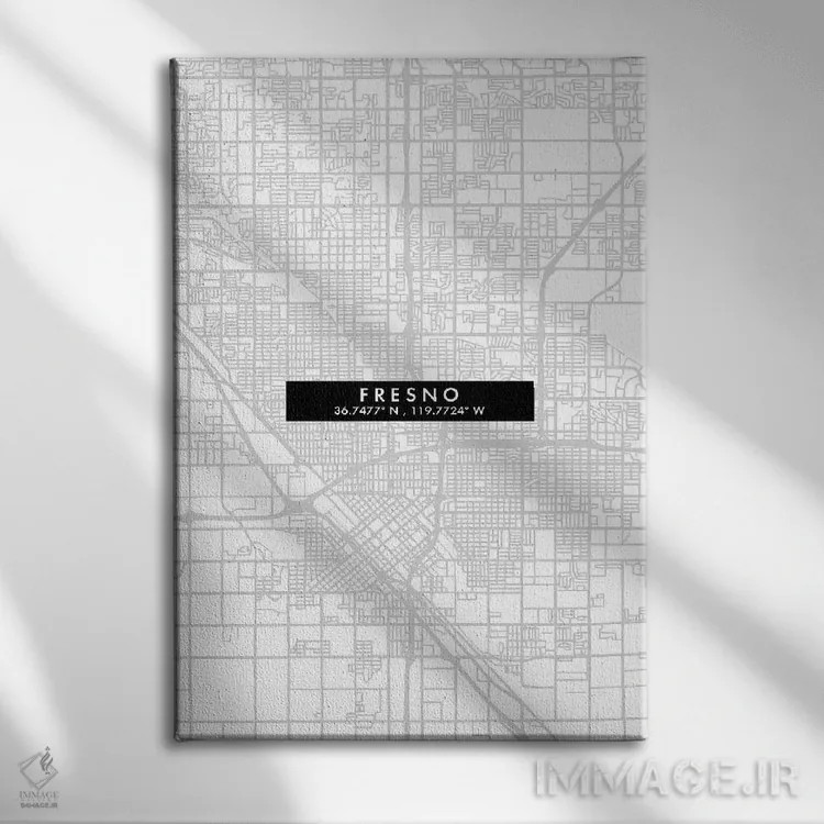 تابلو دکوراتیو California, City Map Minimal Style,نقشه مینیمال شهر فرزن… اثر وال دکور ادیکت - نمای روبهرو روی دیوار