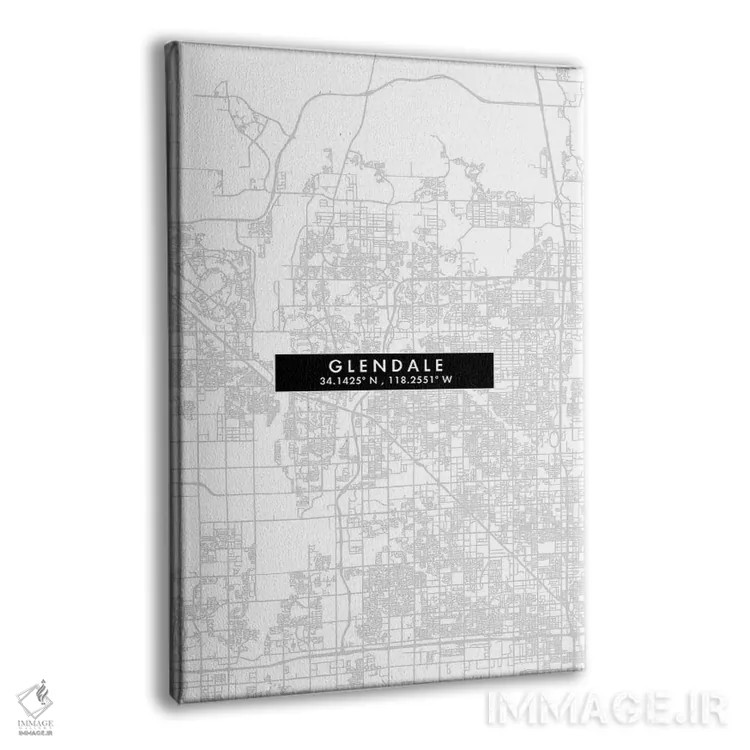 تابلو دکوراتیو California, City Map Minimal Style,نقشه مینیمال شهر گلند… اثر وال دکور ادیکت - نمای پرسپکتیو محصول