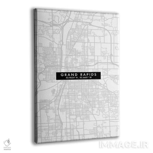 تابلو دکوراتیو Michigan, City Map Minimal Style,نقشه مینیمال شهر گرند ر… اثر وال دکور ادیکت - نمای پرسپکتیو محصول