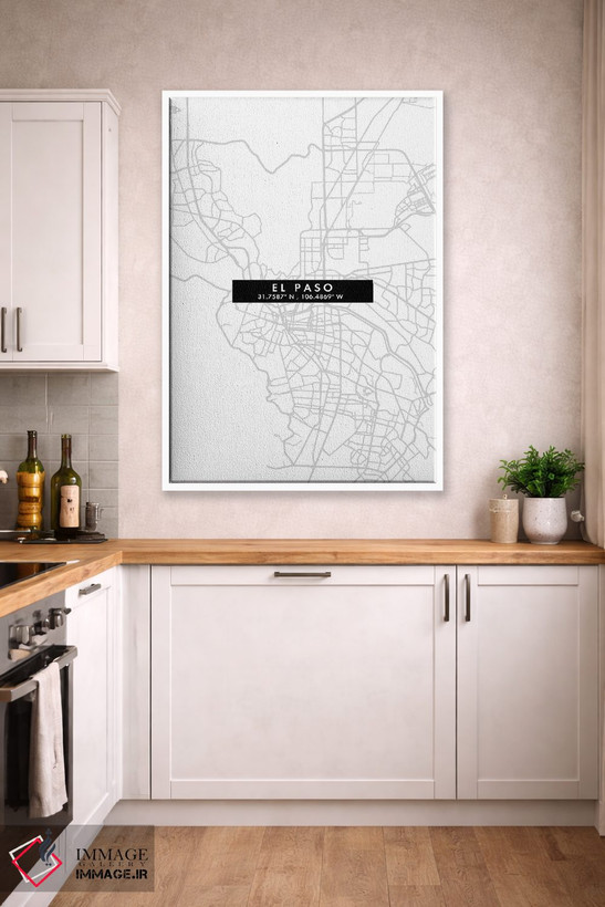 تابلو دکوراتیو Texas, City Map Minimal Style,نقشه مینیمال شهر ال پاسو… اثر وال دکور ادیکت - D3W