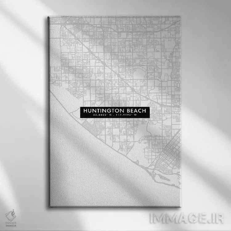 تابلو دکوراتیو California, City Map Minimal Style,نقشه مینیمال شهر هانت… اثر وال دکور ادیکت - نمای روبهرو روی دیوار