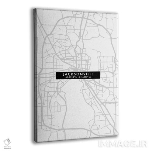 تابلو دکوراتیو Florida, City Map Minimal Style,نقشه مینیمال شهر جکسون و… اثر وال دکور ادیکت - نمای پرسپکتیو محصول