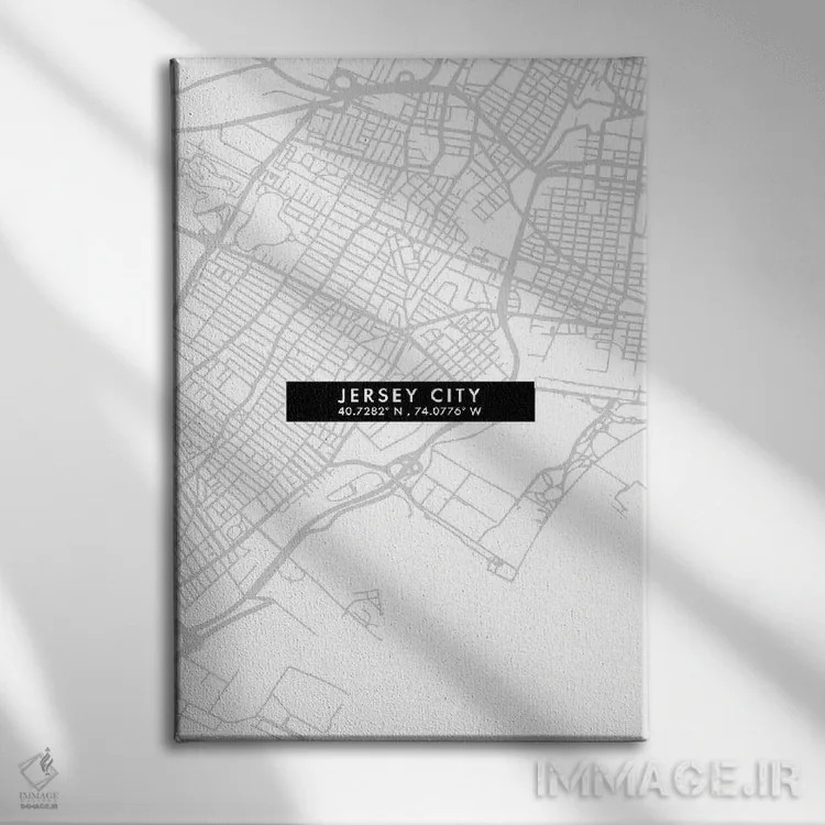تابلو دکوراتیو New Jersey, City Map Minimal Style,نقشه مینیمال شهر جرزی… اثر وال دکور ادیکت - نمای روبهرو روی دیوار