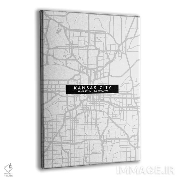 تابلو دکوراتیو Map Minimal Style,نقشه مینیمال شهر کانزاس سیتی اثر وال دکور ادیکت - نمای پرسپکتیو محصول