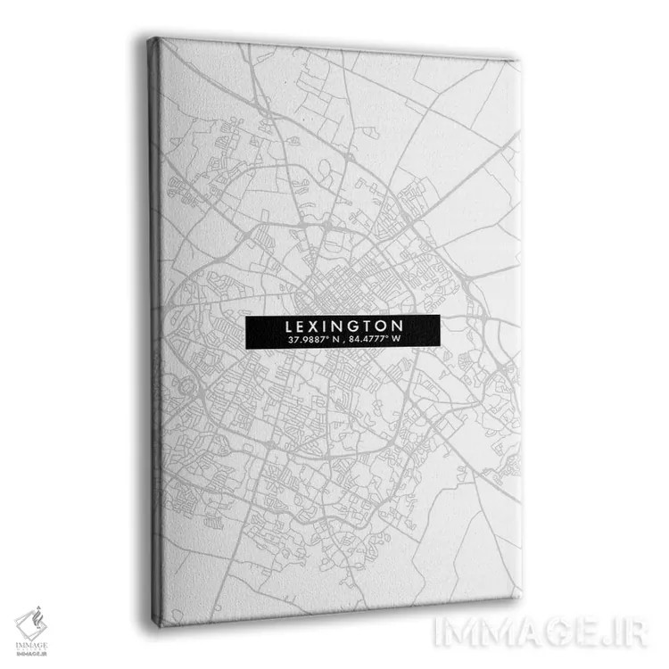تابلو دکوراتیو Kentucky City Map Minimal Style,نقشه مینیمال شهر لکسینگت… اثر وال دکور ادیکت - نمای پرسپکتیو محصول