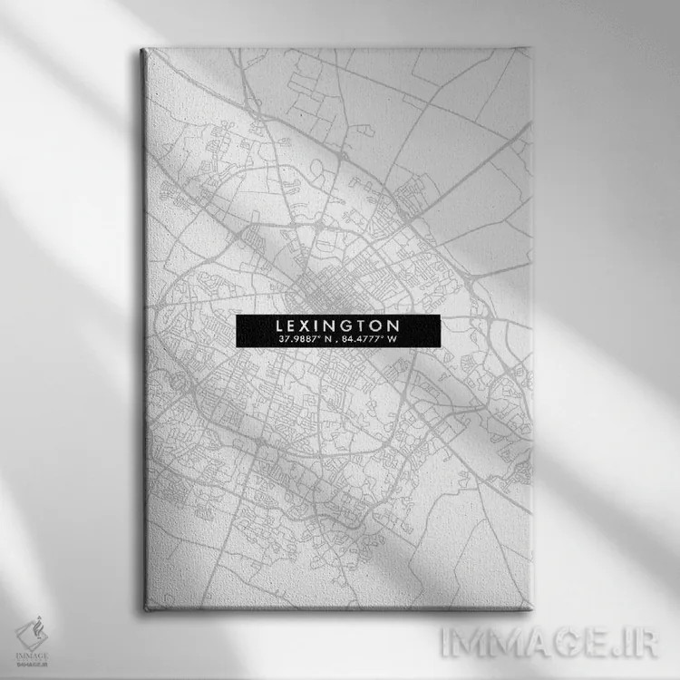 تابلو دکوراتیو Kentucky City Map Minimal Style,نقشه مینیمال شهر لکسینگت… اثر وال دکور ادیکت - نمای روبهرو روی دیوار