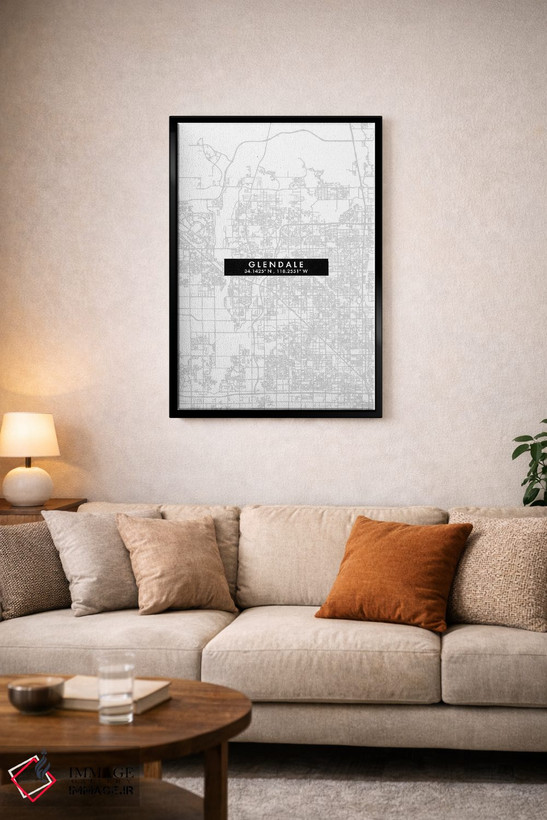 تابلو دکوراتیو California, City Map Minimal Style,نقشه مینیمال شهر گلند… اثر وال دکور ادیکت - D4B