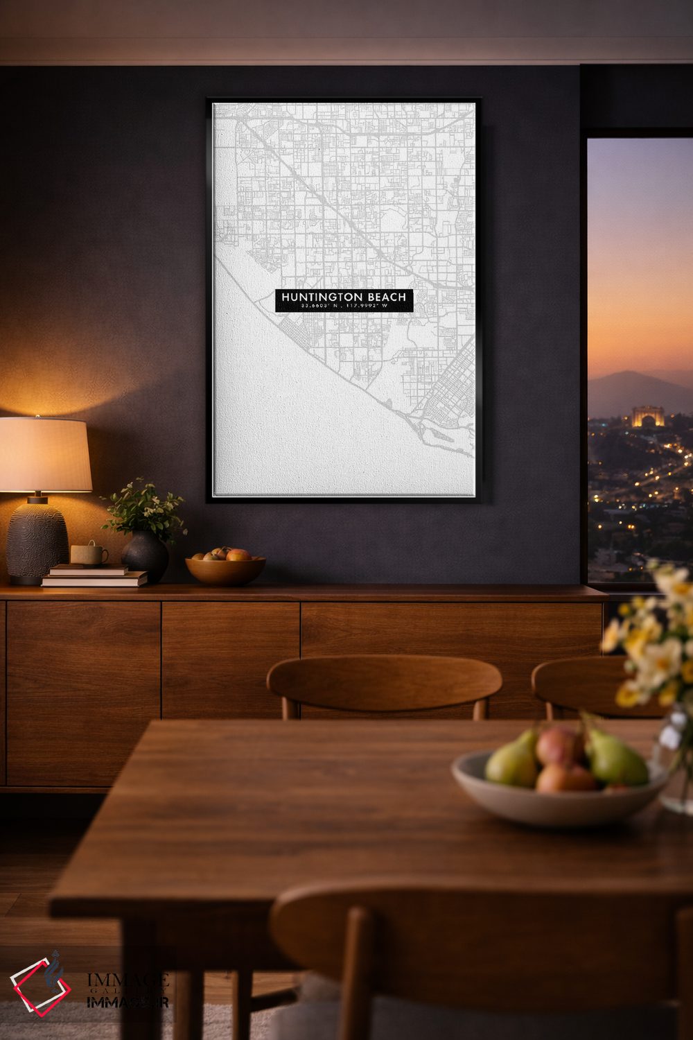 تابلو دکوراتیو California, City Map Minimal Style,نقشه مینیمال شهر هانت… اثر وال دکور ادیکت - D2B