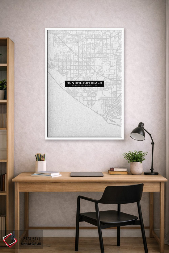 تابلو دکوراتیو California, City Map Minimal Style,نقشه مینیمال شهر هانت… اثر وال دکور ادیکت - D1W