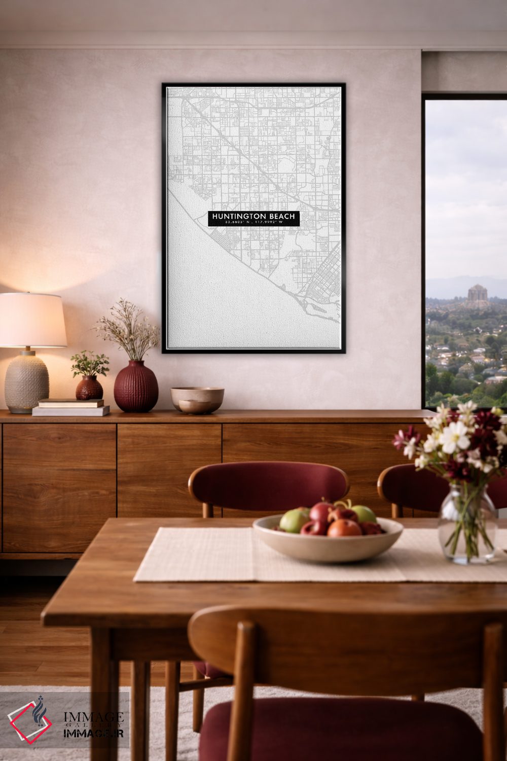 تابلو دکوراتیو California, City Map Minimal Style,نقشه مینیمال شهر هانت… اثر وال دکور ادیکت - D3B