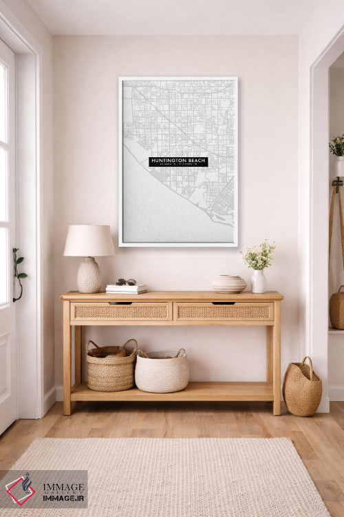 تابلو دکوراتیو California, City Map Minimal Style,نقشه مینیمال شهر هانت… اثر وال دکور ادیکت - D4W