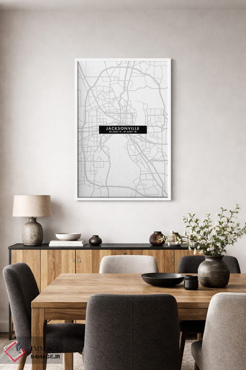 تابلو دکوراتیو Florida, City Map Minimal Style,نقشه مینیمال شهر جکسون و… اثر وال دکور ادیکت - D3W