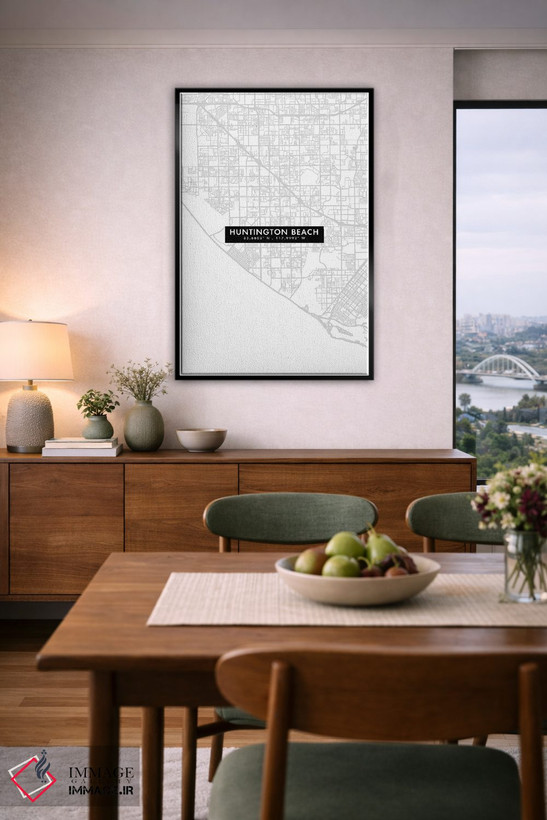 تابلو دکوراتیو California, City Map Minimal Style,نقشه مینیمال شهر هانت… اثر وال دکور ادیکت - D6B