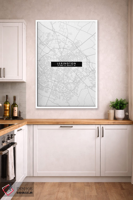 تابلو دکوراتیو Kentucky City Map Minimal Style,نقشه مینیمال شهر لکسینگت… اثر وال دکور ادیکت - D4W
