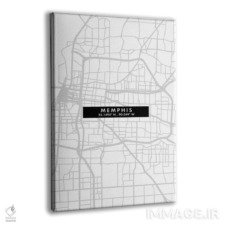 تابلو دکوراتیو Tennessee City Map Minimal Style,نقشه مینیمال شهر ممفیس… اثر وال دکور ادیکت - نمای پرسپکتیو محصول