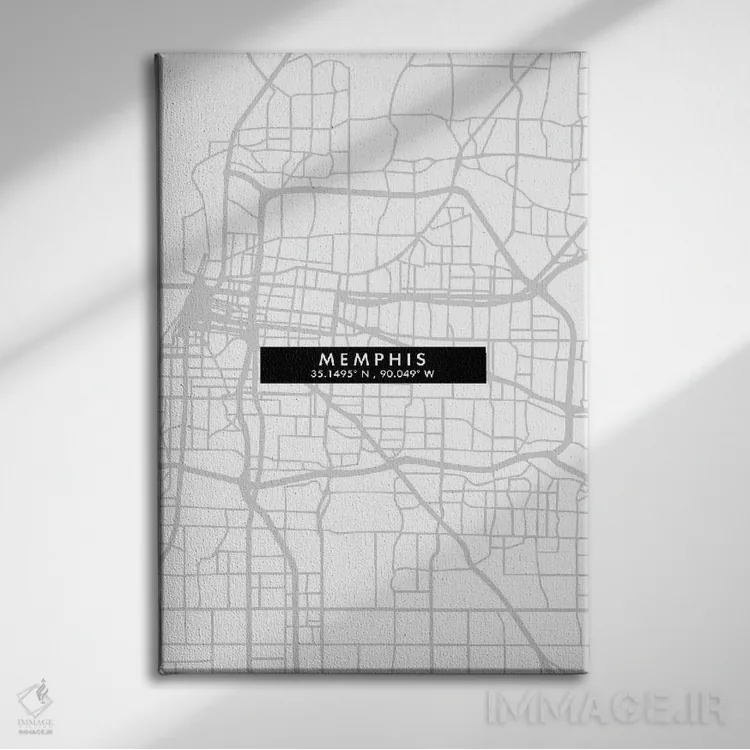 تابلو دکوراتیو Tennessee City Map Minimal Style,نقشه مینیمال شهر ممفیس… اثر وال دکور ادیکت - نمای روبهرو روی دیوار