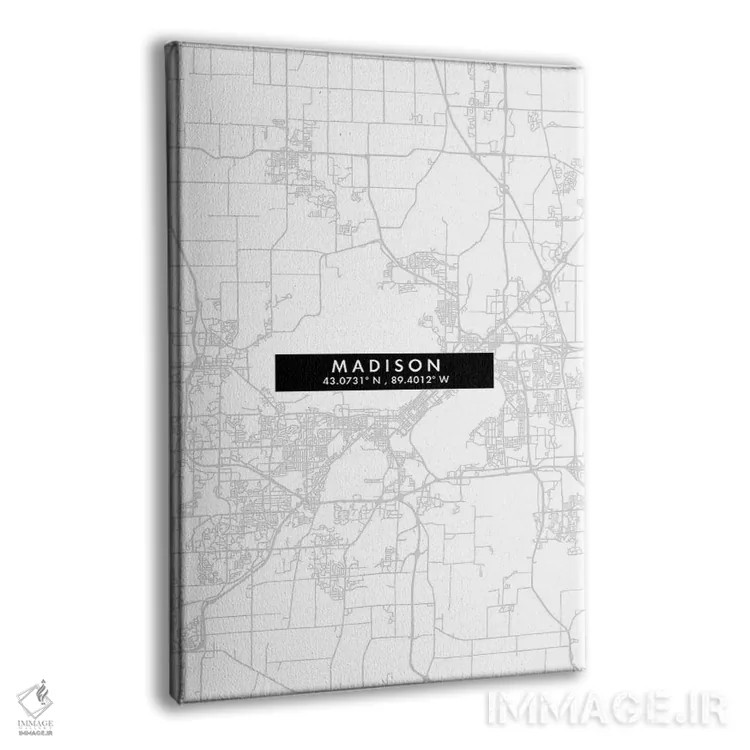 تابلو دکوراتیو Wisconsin City Map Minimal Style,نقشه مینیمال شهر مدیسون… اثر وال دکور ادیکت - نمای پرسپکتیو محصول