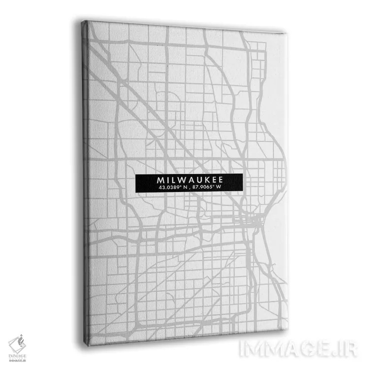 تابلو دکوراتیو Wisconsin City Map Minimal Style,نقشه مینیمال شهر میلواک… اثر وال دکور ادیکت - نمای پرسپکتیو محصول