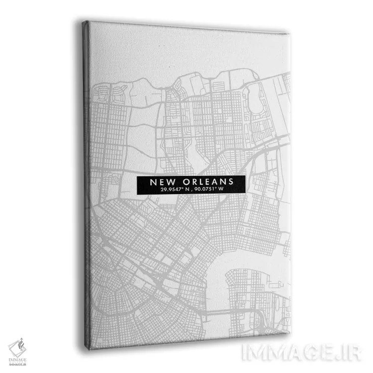 تابلو دکوراتیو Louisiana City Map Minimal Style,نقشه مینیمال شهر نیواور… اثر وال دکور ادیکت - نمای پرسپکتیو محصول