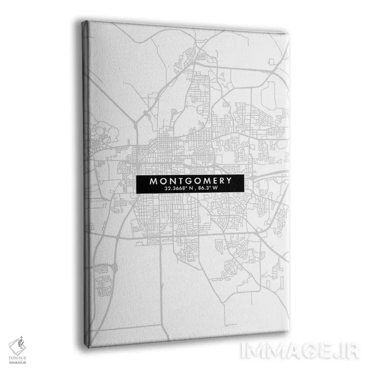 تابلو دکوراتیو Alabama City Map Minimal Style,نقشه مینیمال شهر مونتگومر… اثر وال دکور ادیکت - نمای پرسپکتیو محصول