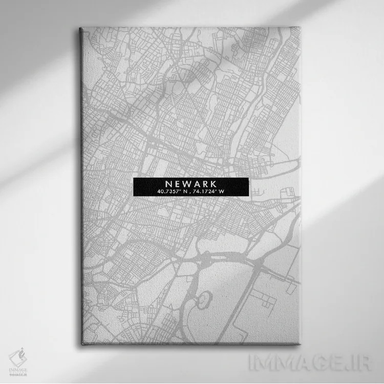 تابلو دکوراتیو New Jersey City Map Minimal Style,نقشه مینیمال شهر نیوار… اثر وال دکور ادیکت - نمای روبهرو روی دیوار