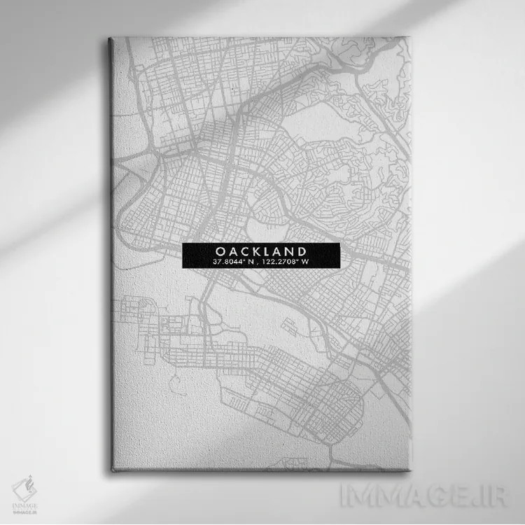 تابلو دکوراتیو California City Map Minimal Style,نقشه مینیمال شهر اوکلن… اثر وال دکور ادیکت - نمای روبهرو روی دیوار