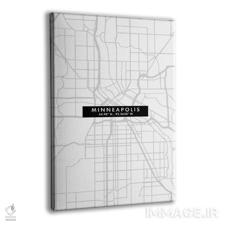 تابلو دکوراتیو Minnesota City Map Minimal Style,نقشه مینیمال شهر مینیاپ… اثر وال دکور ادیکت - نمای پرسپکتیو محصول