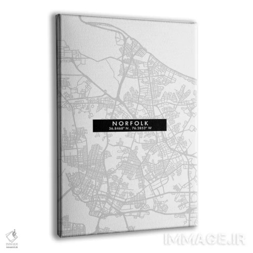 تابلو دکوراتیو Virginia City Map Minimal Style,نقشه مینیمال شهر نورفک… اثر وال دکور ادیکت - نمای پرسپکتیو محصول