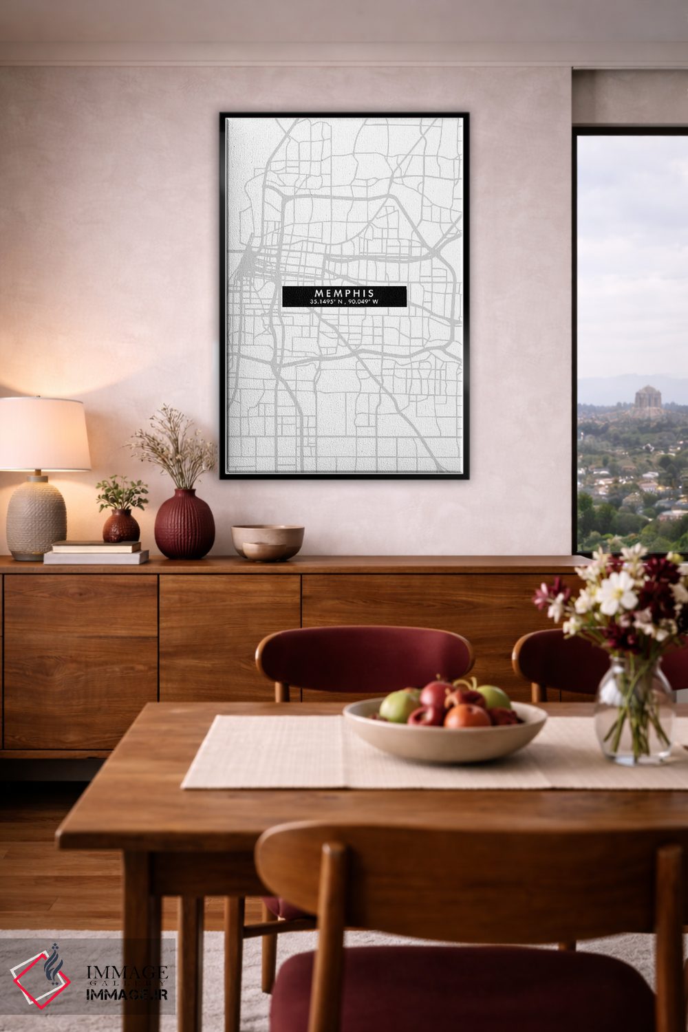 تابلو دکوراتیو Tennessee City Map Minimal Style,نقشه مینیمال شهر ممفیس… اثر وال دکور ادیکت - D4B