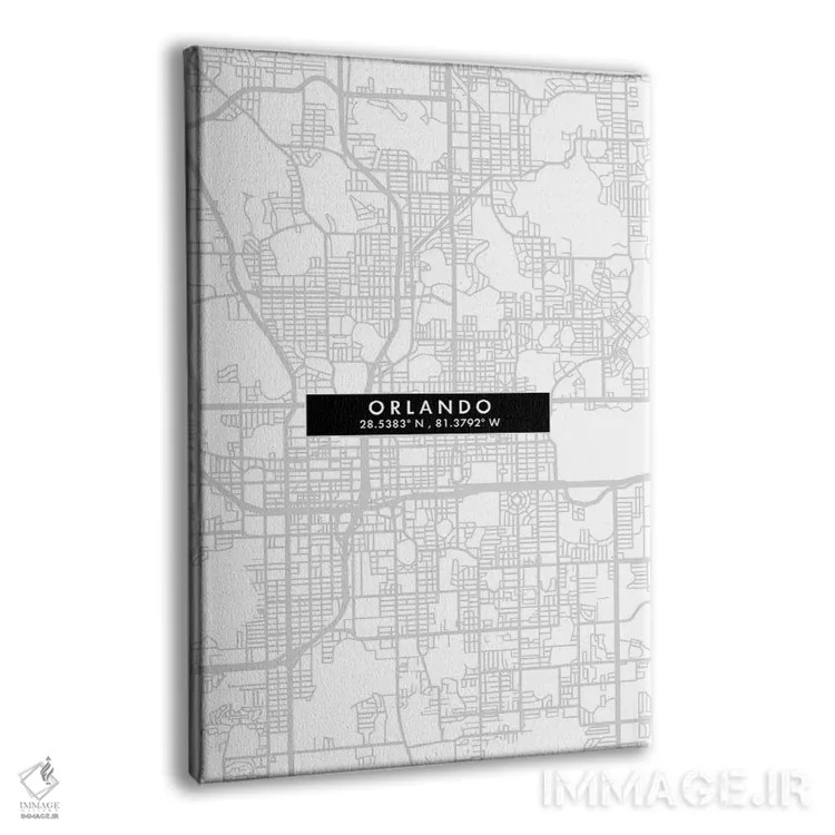 تابلو دکوراتیو Florida City Map Minimal Style,نقشه مینیمال شهر اورلاندو… اثر وال دکور ادیکت - نمای پرسپکتیو محصول