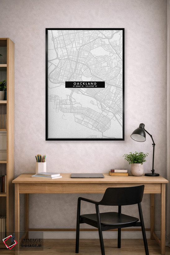 تابلو دکوراتیو California City Map Minimal Style,نقشه مینیمال شهر اوکلن… اثر وال دکور ادیکت - D1B