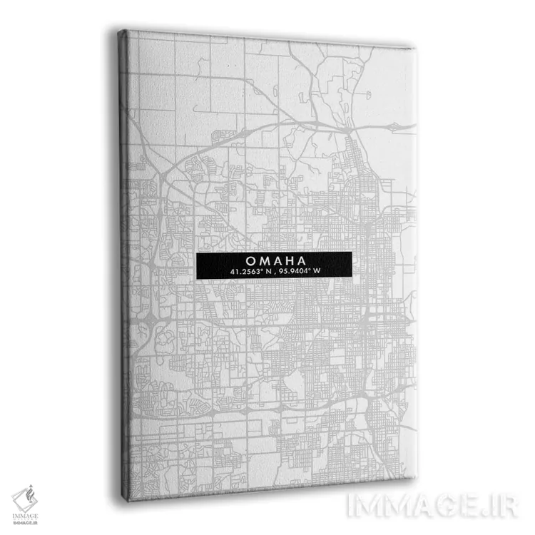 تابلو دکوراتیو Nebraska City Map Minimal Style,نقشه مینیمال شهر اوماها… اثر وال دکور ادیکت - نمای پرسپکتیو محصول