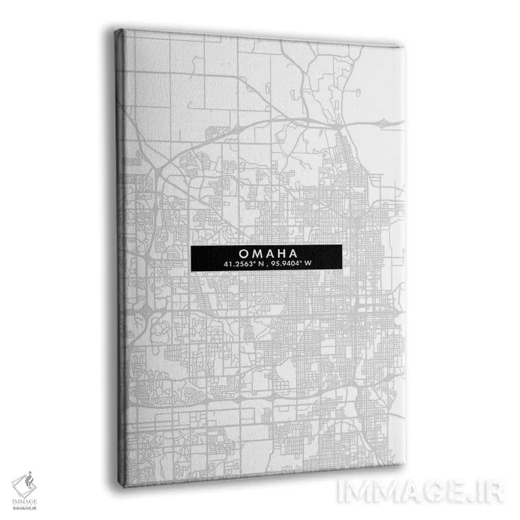 تابلو دکوراتیو Nebraska City Map Minimal Style,نقشه مینیمال شهر اوماها… اثر وال دکور ادیکت - نمای پرسپکتیو محصول