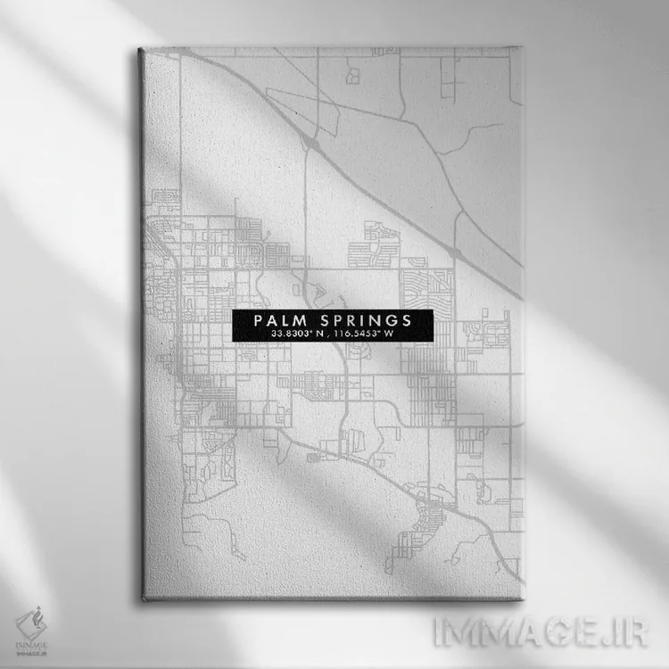 تابلو دکوراتیو California City Map Minimal Style,نقشه مینیمال شهر پالم… اثر وال دکور ادیکت - نمای روبهرو روی دیوار