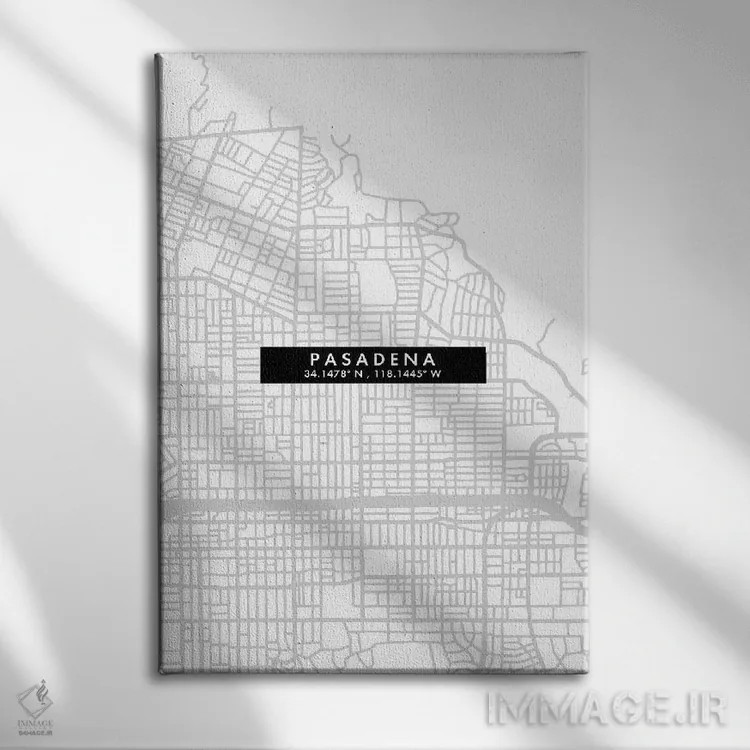 تابلو دکوراتیو California City Map Minimal Style,نقشه مینیمال شهر پاساد… اثر وال دکور ادیکت - نمای روبهرو روی دیوار