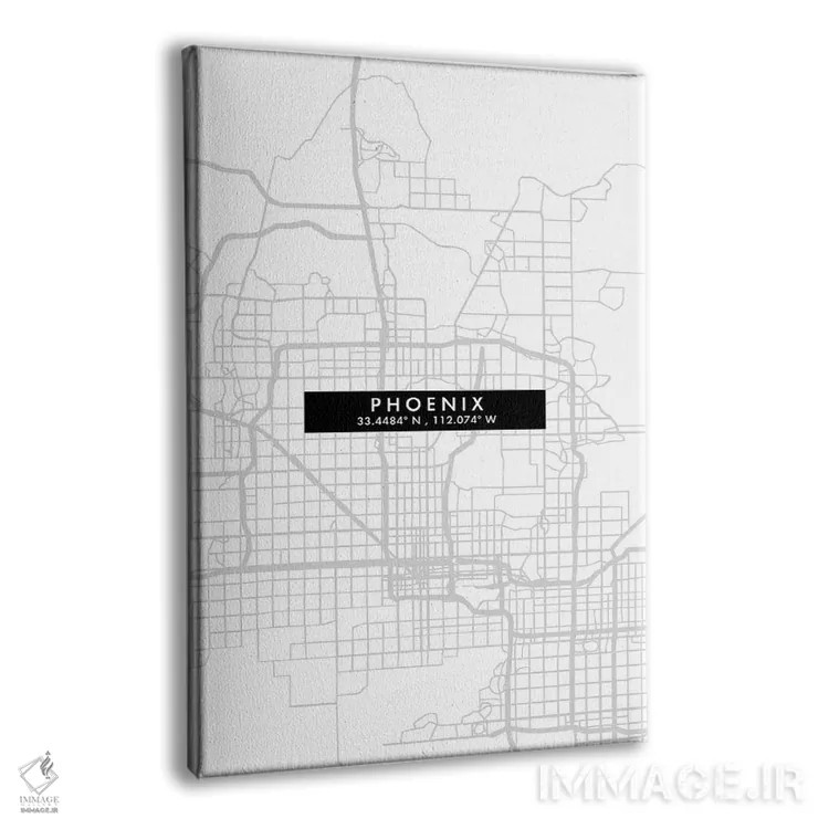 تابلو دکوراتیو Arizona City Map Minimal Style,نقشه مینیمال شهر فینیکس… اثر وال دکور ادیکت - نمای پرسپکتیو محصول