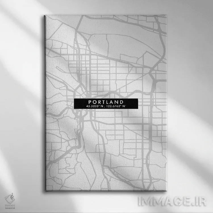 تابلو دکوراتیو Oregon City Map Minimal Style,نقشه مینیمال شهر پورتلند… اثر وال دکور ادیکت - نمای روبهرو روی دیوار