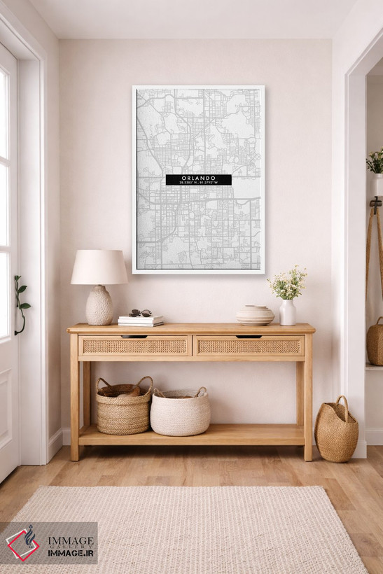 تابلو دکوراتیو Florida City Map Minimal Style,نقشه مینیمال شهر اورلاندو… اثر وال دکور ادیکت - D5W