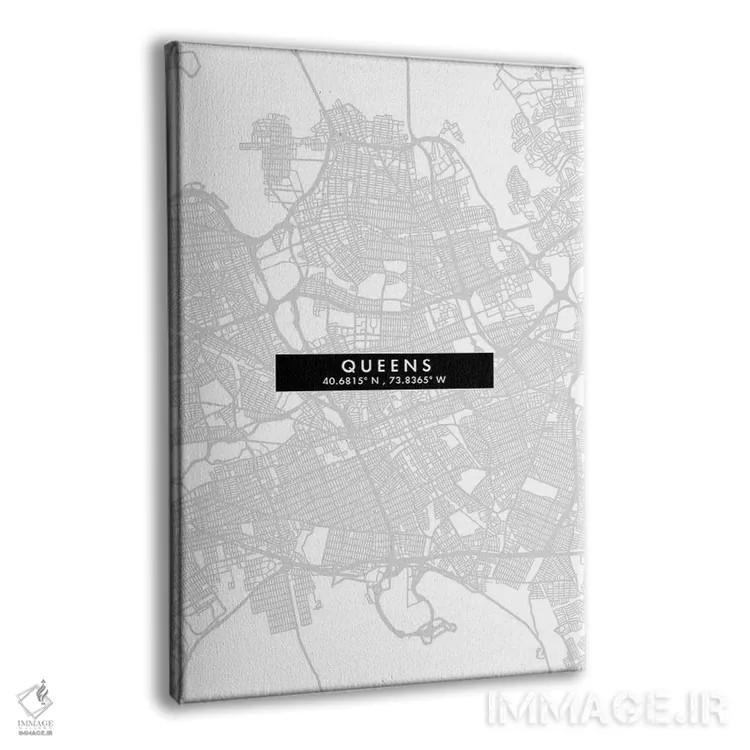 تابلو دکوراتیو New York City Map Minimal Style,نقشه مینیمال منطقه کوئین… اثر وال دکور ادیکت - نمای پرسپکتیو محصول