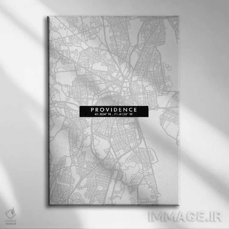 تابلو دکوراتیو Rhode Island City Map Minimal Style,نقشه مینیمال شهر پرو… اثر وال دکور ادیکت - نمای روبهرو روی دیوار